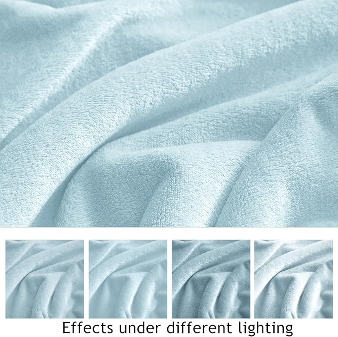 KMUSET Fleece Blanket Twin Size Mist Blue Lightweight Super Soft Cozy Fuzzy Bed Blankets Microfiber Factory Shop