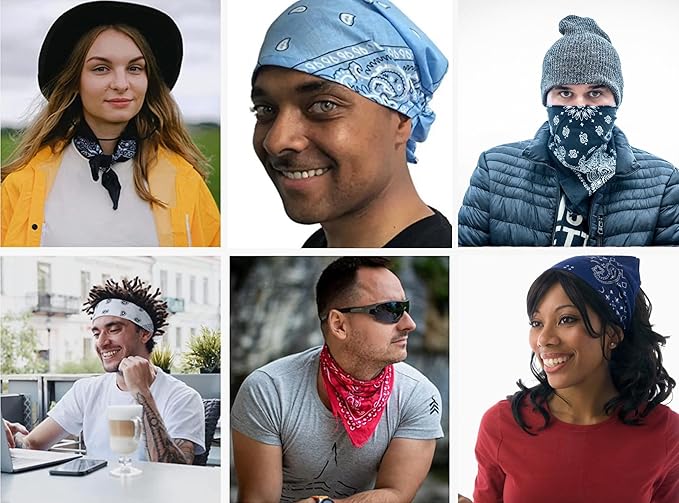 Gift Packaging Bandana for Men Women - 100% Cotton, Paisley, 22x22 In, 1 Pack - Large Bandanna Handkerchief Cowboy Hanky