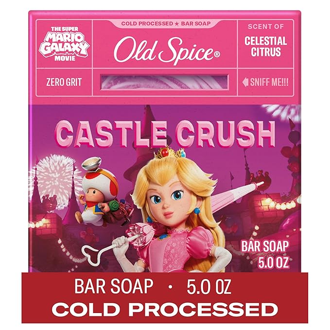Old Spice Bar Soap for Men, x The Super Mario Galaxy Movie, Cold Pressed with Grit, Made with Natural Oils & Plant Based Cleanser, Celestial Citrus with Sweet Citrus & Berries Scent, 5.0 oz