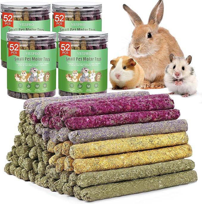 208Pcs Rabbit Chew Sticks, Guinea Pig Toys, Natural Timothy Hay Teeth Stick