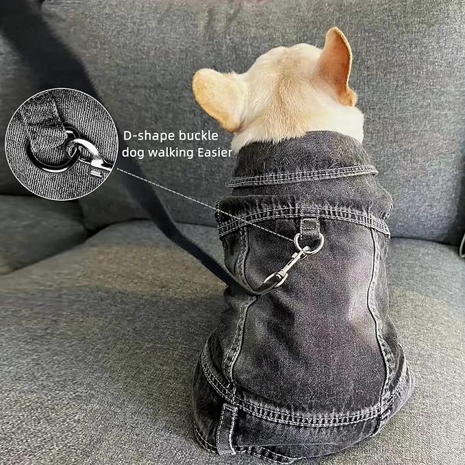 Small Dog Jean Jacket,Pet Costumes Black Denim Coat,Puppy Clothes(M) | JcDuDoi Fashion Classic Overalls Cat Vintage Washable Vest Outfit Shirts Girl Male Boy