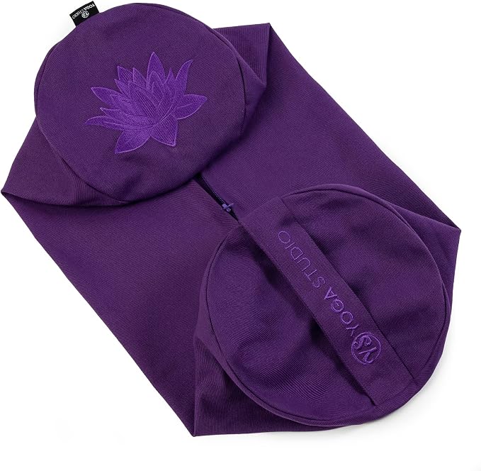 Yoga Studio Spare Organic Cotton Bolster Covers With Handle And Zipper (Purple)