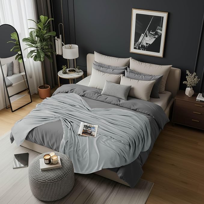 Utopia Bedding Cotton Blend Cool Grey Waffle Blanket Queen - 90x90 Inches | Lightweight, Skin Friendly, Breathable, All Season, Luxury, Bed, Couch, Sofa