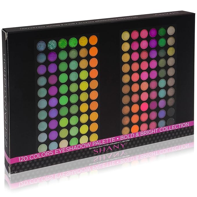 SHANY Highly Pigmented Eye Shadow Makeup Palette, 120 Matte Shimmer Metallic Eyeshadow Set with Long Lasting and Blendable Natural Colors - Bold & Bright