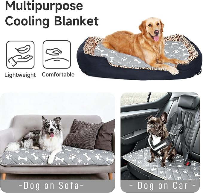 wegreeco Pet Dog Cooling Mat for Cats, Lightweight Bed Outdoor Cooling Blanket for Dogs and Cats, Small Medium Large Puppy Cool Pad for Dogs, Small Bones Medium