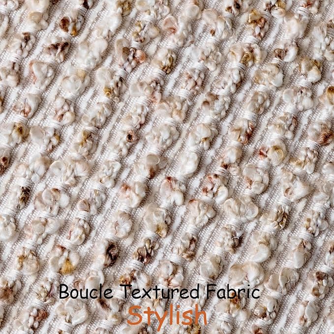 12x20 Beige Lumbar Pillow Cover Textured Boucle Striped Chic Morden Boho Accent Farmhouse Rectangular Decorative Couch Pillow Case for Home Decor Bed Sofa Living Room
