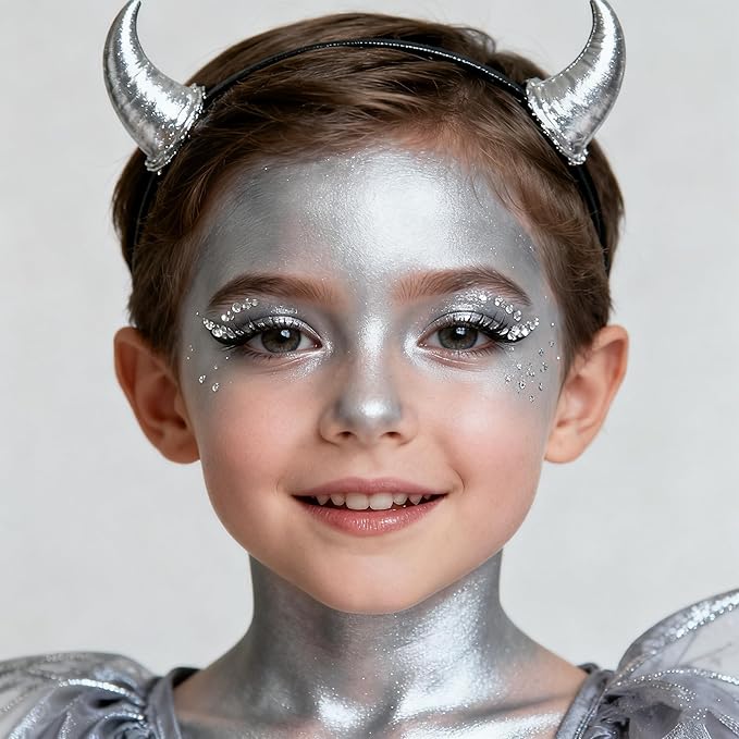 Go Ho Pearl Silver Face Body Paint Stick,Water Based Washable Face Paint Stick,Non-toxic Full-coverage Cream Silver Body Paint for Halloween Costumes Cosplay SFX Makeup