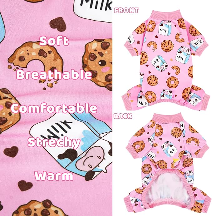 XPUDAC 4 Pieces Dog Pajamas Soft Strechy Puppy Onesies Pet Clothes for Small Medium Dogs Boy Girl Cat Pet Outfit, 153-XXS