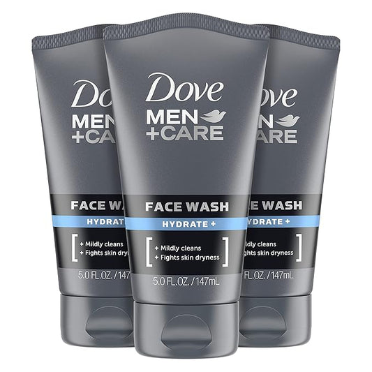 DOVE MEN + CARE Face Wash Hydrate Plus Skin Care, 5 Oz, (Pack of 3)