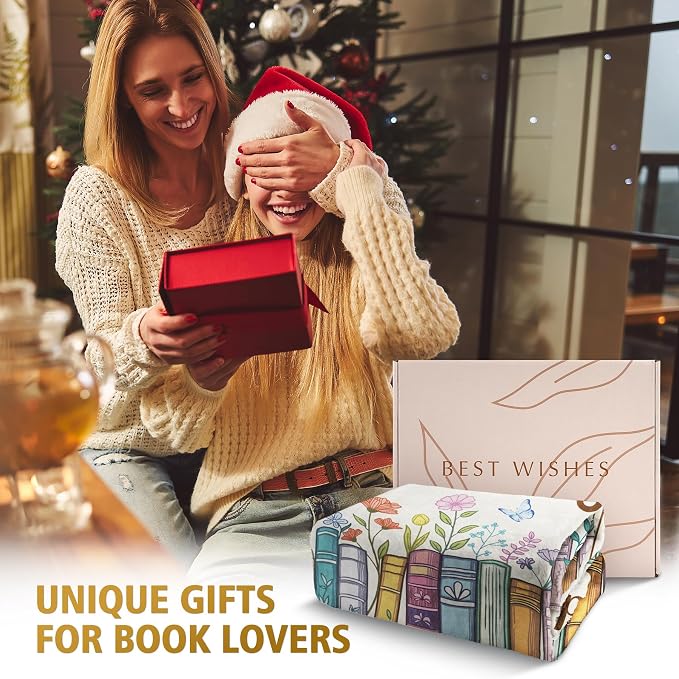 Book Lovers Gifts, Reading Blanket Gifts for Book Lovers | Unique Bookish Presents for Reader Bookworm on Birthday Christmas Soft Flannel Throw Blanket 80"x60"