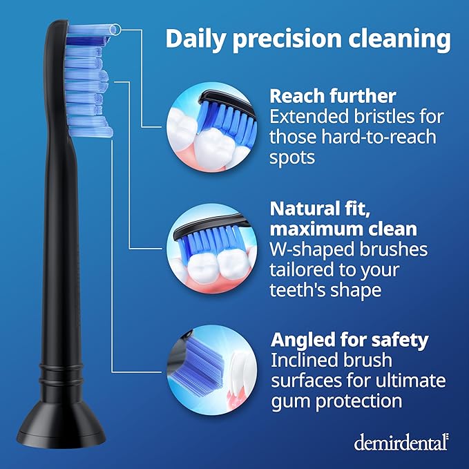 Replacement Heads - Compatible with Philips Sonicare Replacement Heads - Medium Replacement Toothbrush Head - Replaces HX6015/03 SimplyClean Toothbrush Heads - Black - 8 Pack