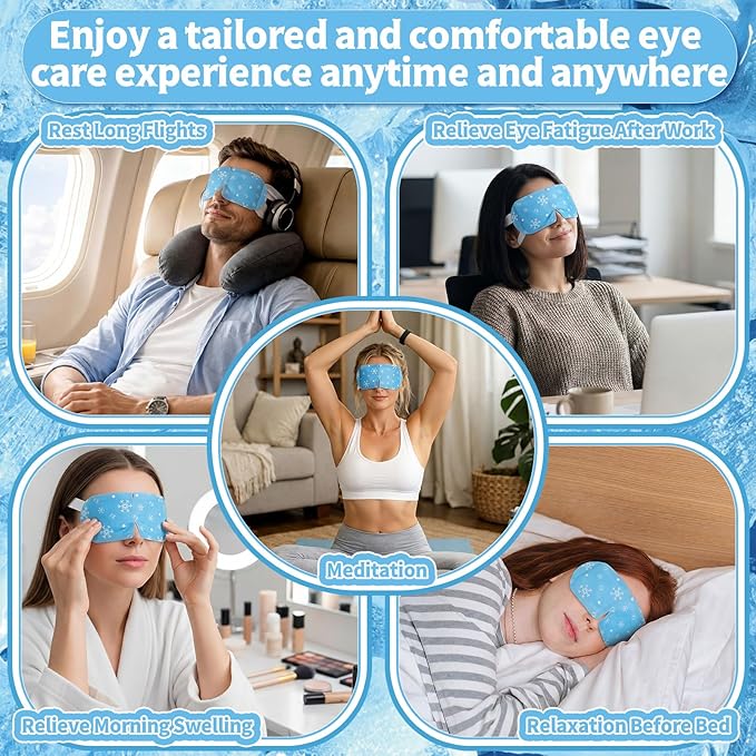 Newcotte 18 Pack Cooling Eye Masks Mint Scented Disposable Hydrogel Eye Patches for Puffy, Dark Circles, Dry Eyes Cooling Sensation Individually Wrapped Travel Size Relaxation Gifts for Men Women