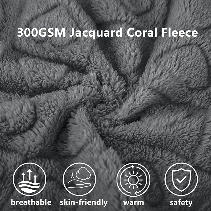 gogobunny Large Pet Blanket for Dogs Cats, Ultra Soft 300GSM Coral Fleece Washable Furniture Protector for Couch Bed Car Seat, Calming Crate Mat Blanket for Large Breeds, Grey, 60x80IN