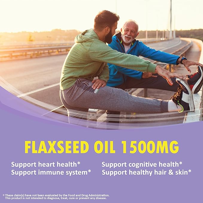LOVITA Vegan Flaxseed Oil 1500mg with 900mg ALA Omega-3 6 9, Cold-Pressed Flax Seed Supplement, Support Heart, Brain, Joint & Skin Health, Non-GMO & Gluten Free, 180 Softgels