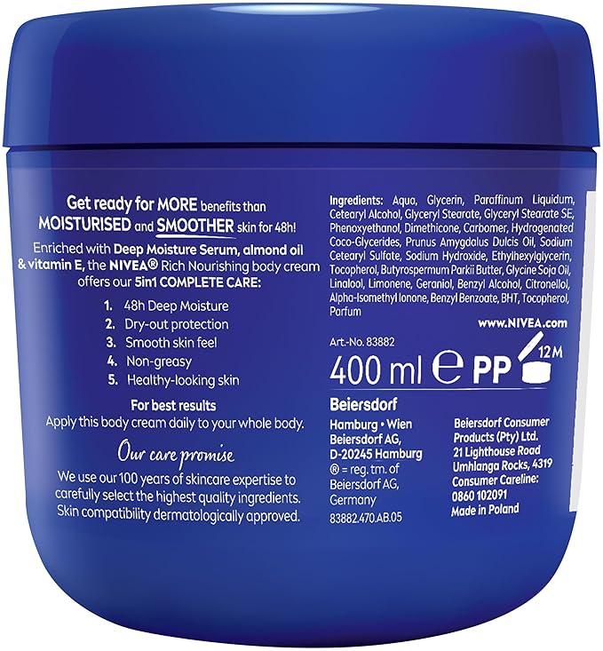Nivea Rich Nourishing Body Cream Dry Skin Almond Oil 400 ml