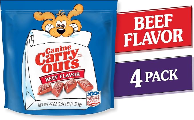 Canine Carry Outs Beef Flavor Dog Treats, 47 Ounce Bag (Pack of 4)