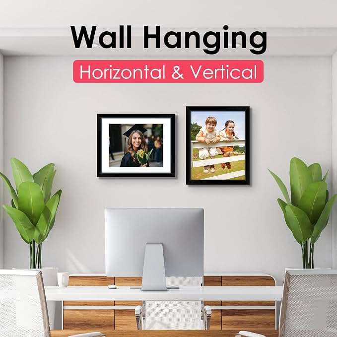 11x14 Picture Frame, Black Photo Frame with HD Plexiglass, Display Pictures 8x10 with Mat or 11x14 Without Mat, Picture Frames Collage for Wall Display, 2 Pack