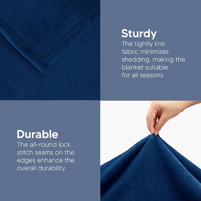 Utopia Bedding Ultra Soft Fleece Bed Blanket Queen Size Navy (90x90 Inches) | Microfiber Plush Warm Lightweight Breathable Cozy Blanket Anti-Static, All Season Use, Gift for Women and Men
