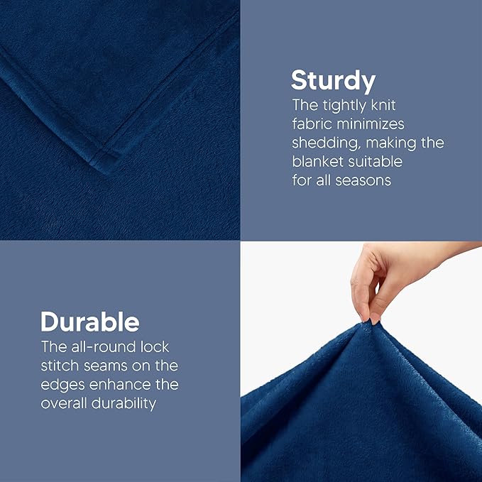 Utopia Bedding Fleece Bed Blanket California King Size Navy (102x96 Inch) | Microfiber Plush Warm Lightweight Breathable Cozy Blanket Anti-Static, All Season Use, Gift for Women and Men