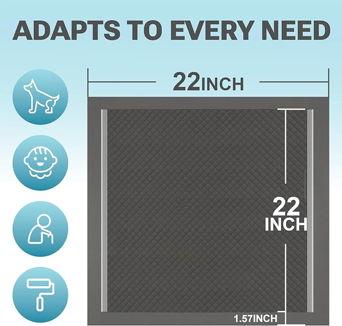 CLEAN SPACES Puppy Pads 100 Count, 22"x22", Soft and Super Absorbent | Charcoal Disposable Pee Pads for Dogs / Wee Wee Pads / Potty Training Pads, Underpads with Activated Carbon to Eliminate Odor