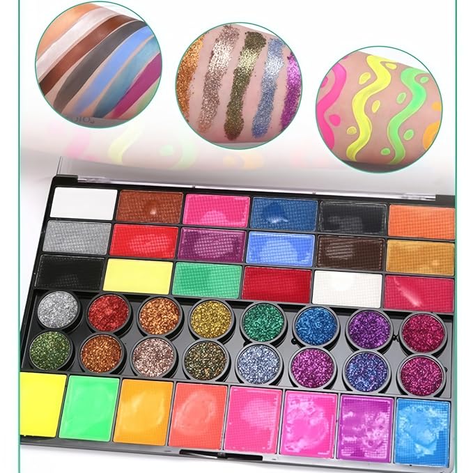 Color Face Painting Kit,Non-Toxic Water,Washable Paint for Kids For Halloween,Carnival,Party,Costume Makeup for Creative Activities (54 Colors)