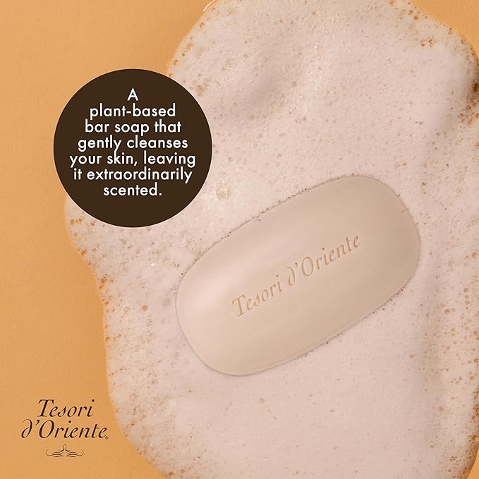 Tesori d’Oriente Hammam Bar Soap, 5 oz, Plant-Based Aromatic Hand & Body Soap Bar with Argan Oil, Hydrating, Gentle Cleanser for Men & Women, Warm Orange Blossom Scent
