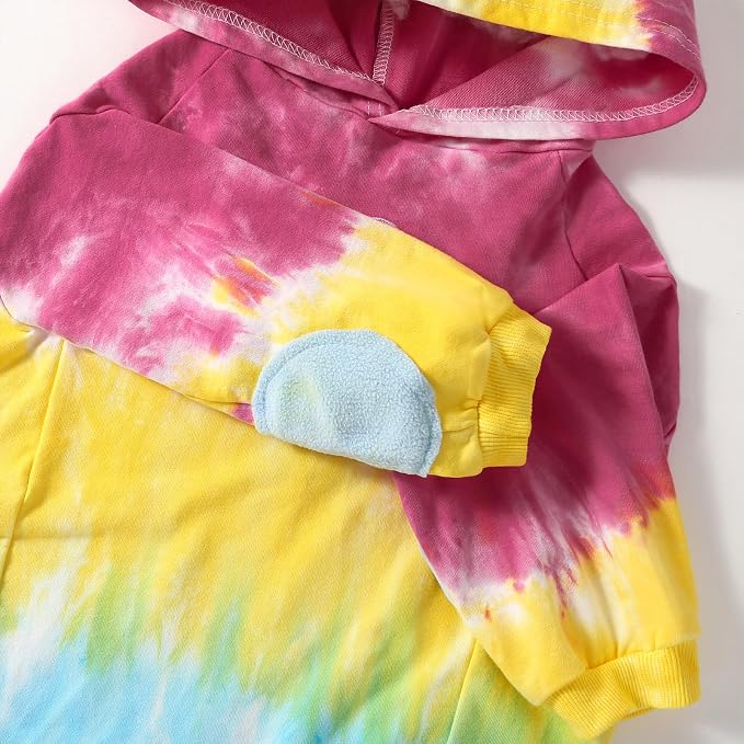 Dog Cotton Tie dye Hoodie Colorful Pullover Sweatshirts Soft and Stretch Pets Clothes Hooded for Large Dogs(Colorful XL)