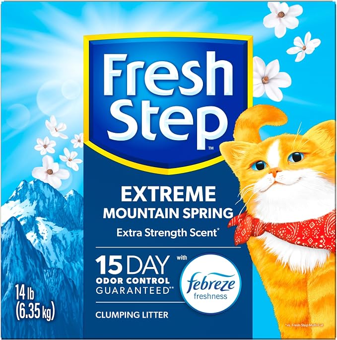 Fresh Step Extreme Multi Cat Clumping Litter with Febreze Freshness, Low Dust, Odor Control with Ammonia Block Tech, Compatible in Automatic Litter Boxes, 14 lb. Box (Pack of 2)
