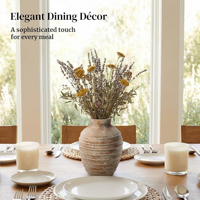 DOWAN Ceramic Flower Vase, Decorative Pampas Vase for Home Decor, Modern Farmhouse Pottery Vase for Living Room Table Kitchen Bedroom Coffee Desk Entryway Mantel Book Shelf (Brown, 6.6 INCH)