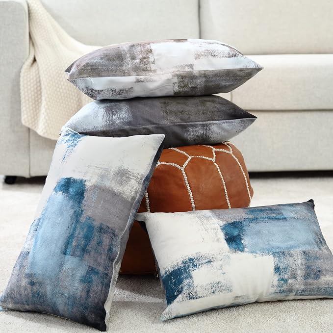 Throw Pillow Covers for Couch, 20x12 Inch, 2 Pack, Grey Blue | Decorative Throw Pillow Covers Cushion Covers for Couch Bedroom Sofa Living Room
