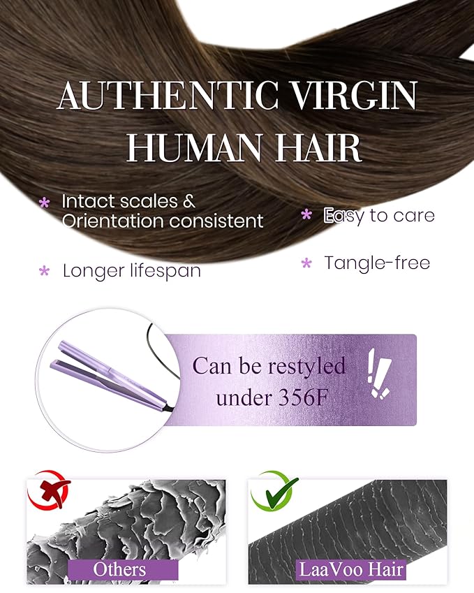 LaaVoo Itip Human Hair Extensions Brown I Tips Hair Extensions Real Human Hair Soft Hair I Tip Hair Extension Pre Bonded for Women 18inch 100s 100g