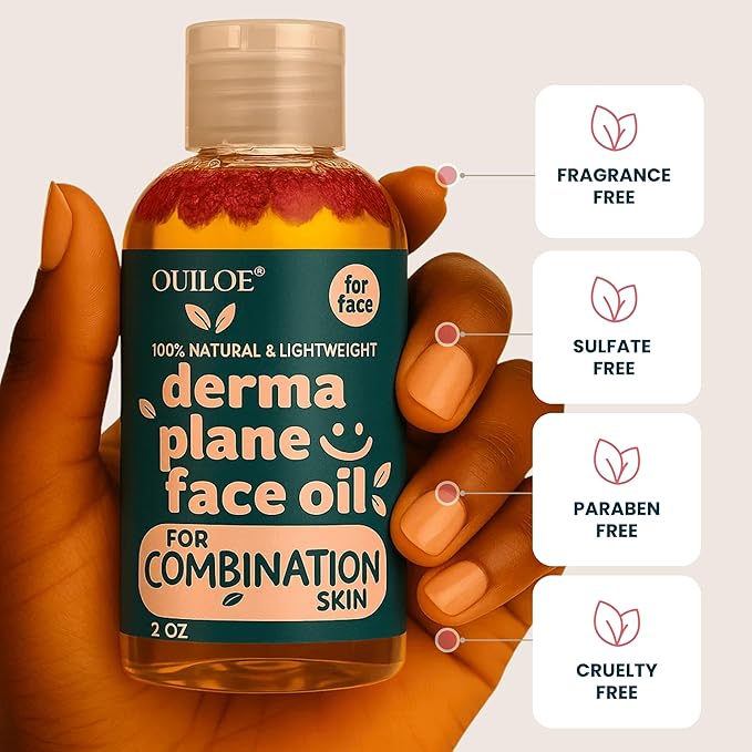 Dermaplane Oil for Combination Skin - Shave Oil for Women, Face Shaving Oil for Women, Use with a Dermaplaning Tool, Razor, Shaver or Microblade for Close Shave 2 oz by Ouiloe