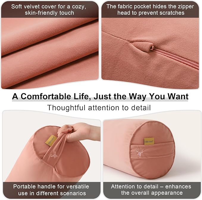 Body Pillow for Adults,Long Round Pillow,Big Cylindrical Pillow,Large Full Bolster Pillows for Side Sleepers (Blush Pink, 59"*7.87")