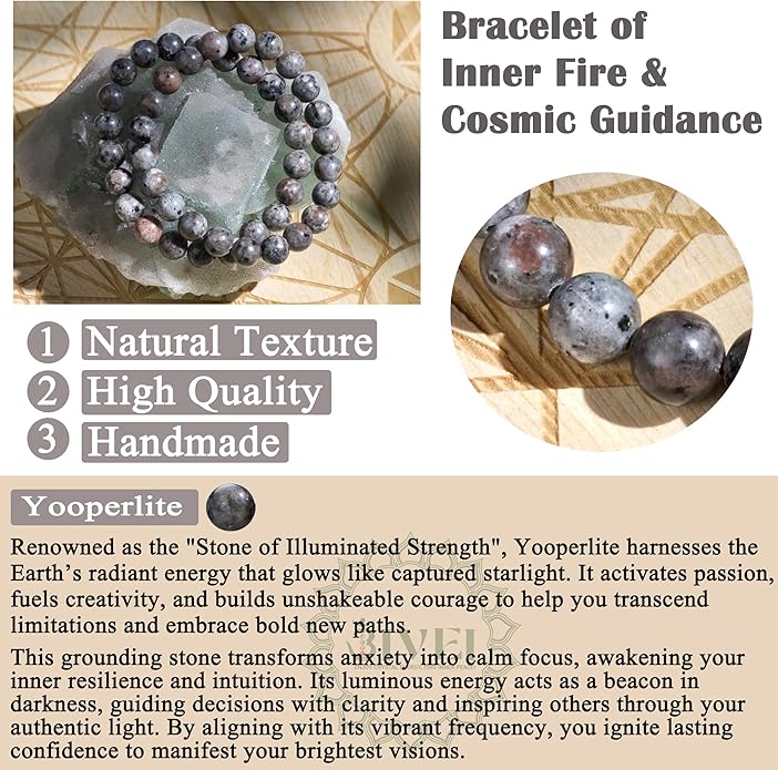 Bivei Natural Gemstone Semi Precious Healing Crystals Handmade Stretchy Round Beads Bracelet,Stocking Stuffers for Women Enhance Positive Energy