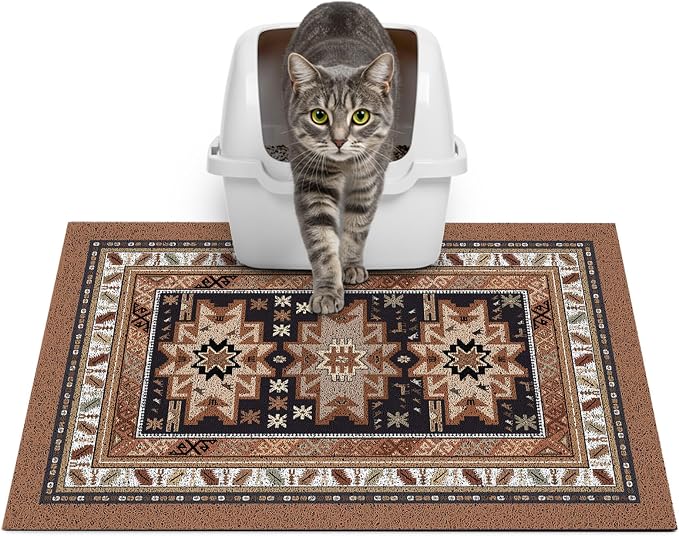 Glittme Cat Litter Mat, 24"x15" Non-Slip Washable Trapping Mat for Cats | Litter Trapping Mat With Thick PVC Coil To Catch Scatter, Soft On Paws And Waterproof Bottom To Protect Floors