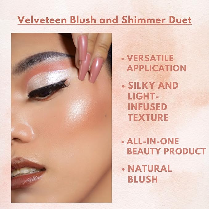 GA-DE Velveteen Blush and Shimmer Duet, 48 - Formulated with Micronized Pearls and Pigments for Sculpting Face and Décolleté - Paraben-Free - 0.26 oz