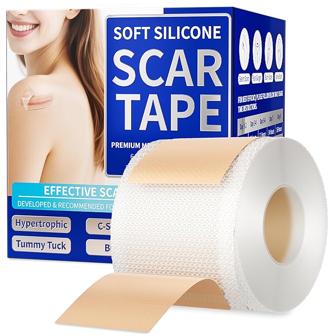 Medical Grade Silicone Scar Sheets & Tape - 1.6”x60" Roll, Ultra Soft, Hypoallergenic Rolls for Surgical, C-Section, Tummy Tuck, Keloid Scars, Stretch Marks & Burn Scar Removal
