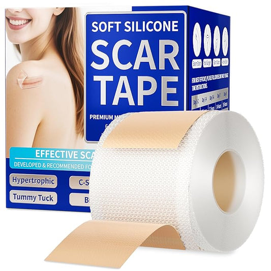 Medical Grade Silicone Scar Sheets & Tape - 1.6”x60" Roll, Ultra Soft, Hypoallergenic Rolls for Surgical, C-Section, Tummy Tuck, Keloid Scars, Stretch Marks & Burn Scar Removal
