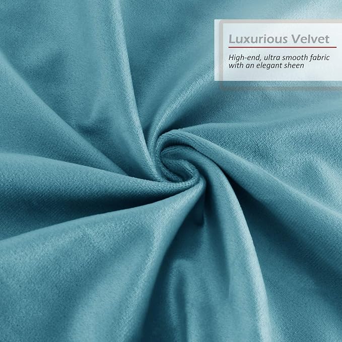 Throw Pillow Inserts Pack of 2 with Velvet Soft Solid Decorative Square Throw Pillow Covers Set for Sofa Couch Car Bedroom, 26X26 Throw Pillows Inserts with 24x24 Washable Cushion Covers,Beach Blue