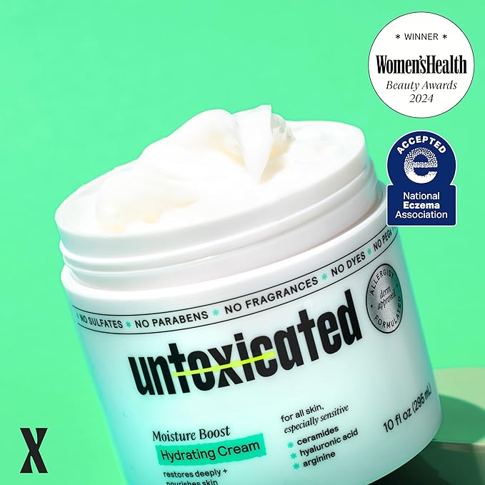 Untoxicated Moisturizing Cream - Facial Moisturizer & Body Cream for Sensitive Skin and NEA Approved for Eczema Relief - Ceramides & Hyaluronic Acid with No Common Irritants