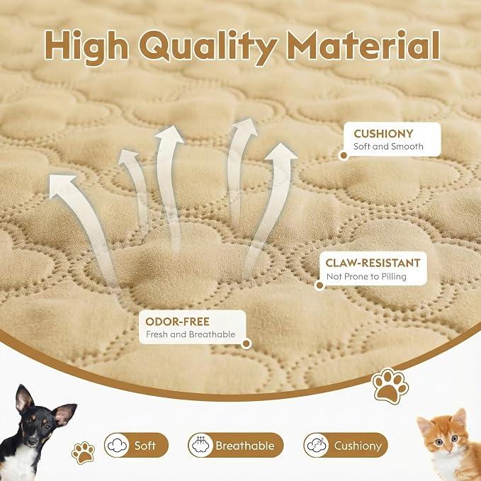 FunFurry Waterproof Dog Blanket, Couch Cover for Dogs Washable, Reversible Dog Bed Cover, Couch Furniture Protector. (Dark＆Light Beige, 82 X 102 Inch - 1 Pack)