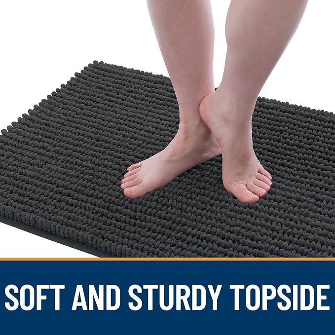 OLANLY Dog Door Mat for Muddy Paws 70x46, Extra Absorbent Chenille Mud Mat | Dark Grey, Absorbs Moisture and Dirt, Non-Slip Machine Washable Doormat, Quick-Drying Indoor Entryway Floor Mat for Dogs
