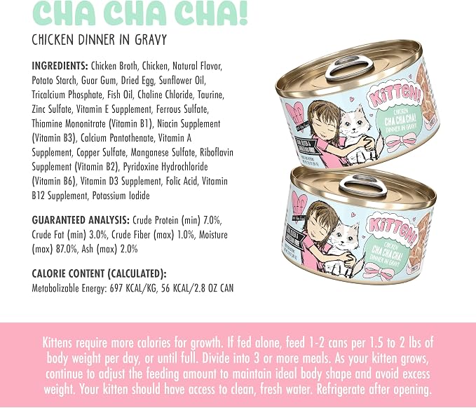 Weruva B.F.F. Kitten Food, Cha Cha Cha with Chicken in Gravy, 2.8oz Can (Pack of 12)