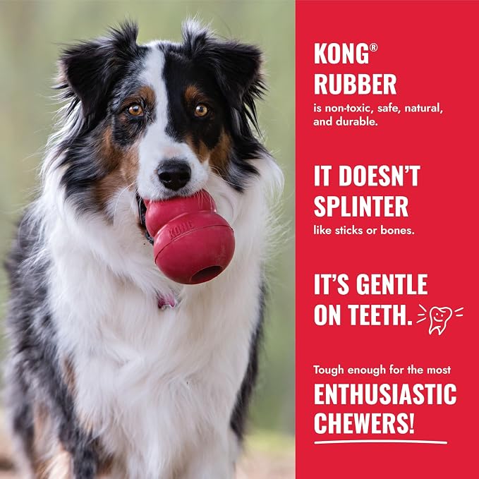 KONG Goodie Bone, Natural Rubber Treat Toy, Red, for Extra Large Dogs | Classic KONG Durable Natural Rubber Bone with Goodie Grippers That Hold Treats & Support Mental Engagement