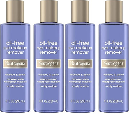 Neutrogena Oil-Free Eye Makeup Remover & Cleanser,Gentle & Non-Greasy Makeup Remover for Waterproof Mascara,8 fl. Oz,(Pack of 4)