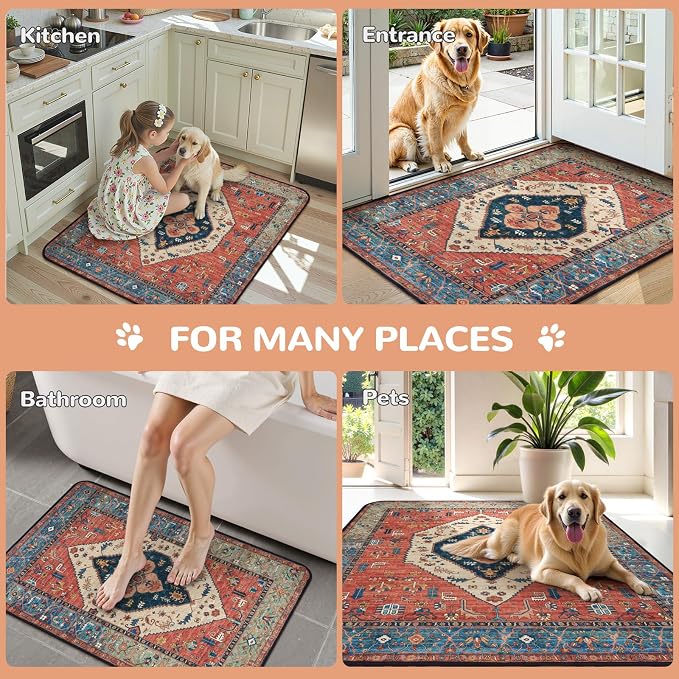 Lahome Super Absorbent Washable Pee Pads for Dogs - Secure Floor Protection - Non-Slip, Leakproof Reusable Pads for Training, Crates & Playpens (2 Pack, 36"x36", Red)