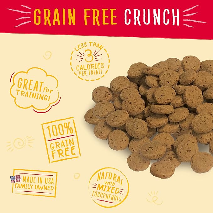 Charlee Bear Crunch Grain Free Dog Treats, Chicken,Pumpkin and Apple, 8 Ounce Resealable Bag,Low Calorie Training Treats for Dogs,Limited Ingredient,Healthy,Crunchy Dog Snacks, Made in USA (Pack of 2)
