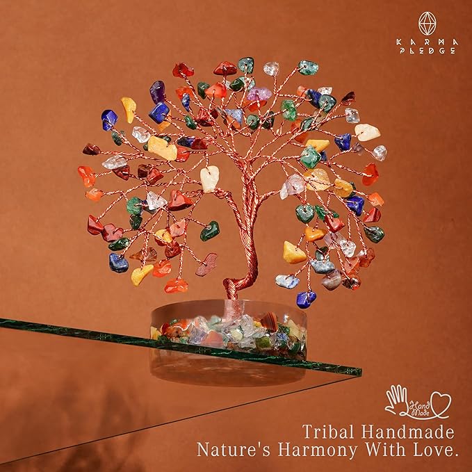 7 Chakra Crystal Tree of Life Birthday Gifts for Women, Men, Friends, Handmade Reiki Healing Crystals Tree for Home Office Decor, Positivity, Good Luck, Money, Unique Gifts for Her Mom, Dad
