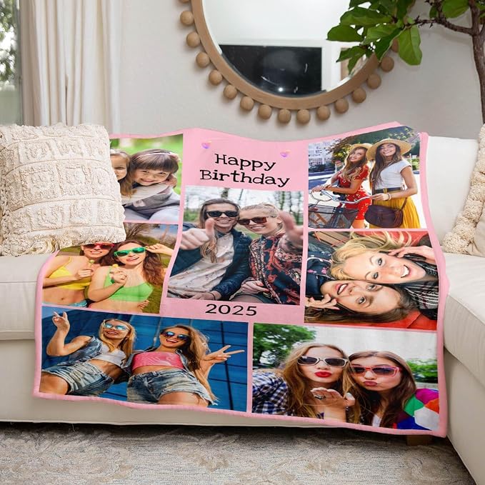 inkArts Custom Blanket with Photo, Customized Blanket, Personalized Photo Blankets, Custom Picture Blankets, Personalized Birthday Gifts for Women