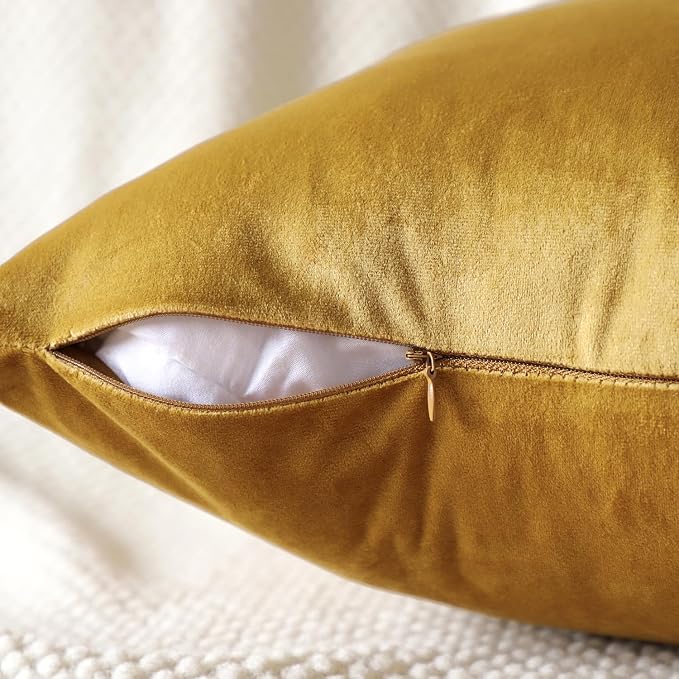 Artscope Luxury Velvet Pillow Covers Super Soft Decorative Rectangle Throw Pillow Covers Case Cushion Covers for Sofa Couch Bedroom Car Decor 16x24 Inch Gold